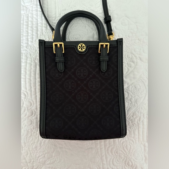 Tory Burch Handbags - Tory Burch Black Canvas Monogram Mini Bag